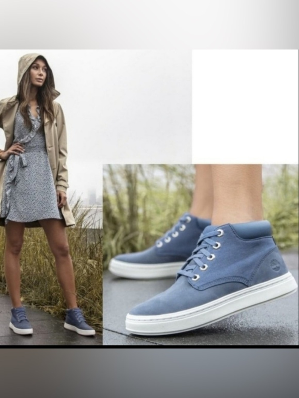 Timberland Bria Platform Sneakers Womens 6.5 Blue Leather Lace Up Casual Shoes